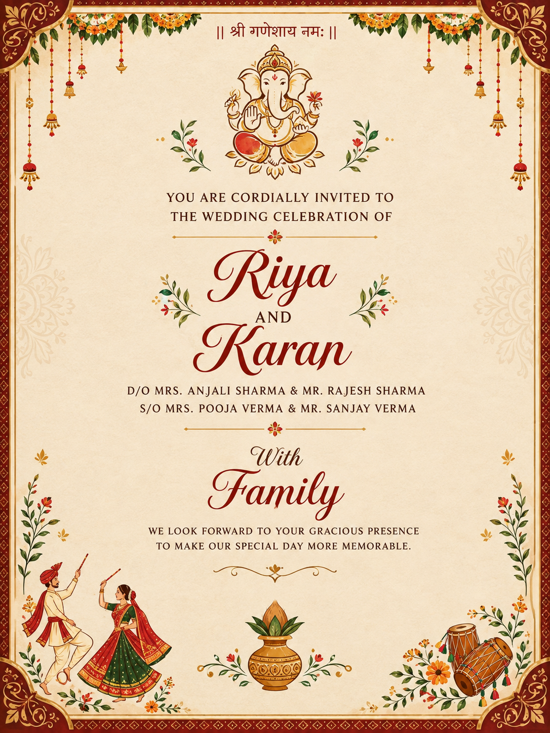 Wedding invitation for Deeksha & Chetan